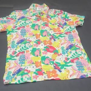 Hello Kitty Colorful Graphic Short Sleeve Shirt Size L